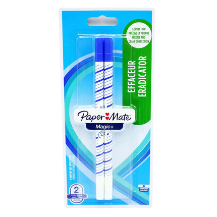 Papermate Pen & Magic Eraser Blue 2pk
