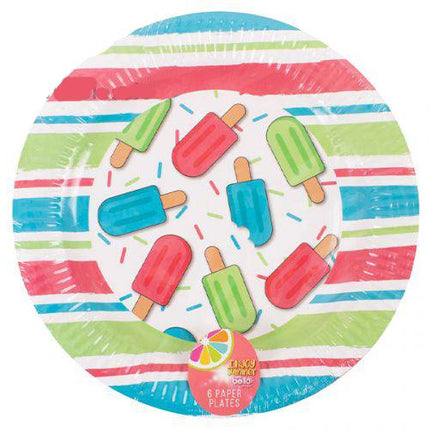 Bello Stripe Lolly Paper Plates 23cm 6pk