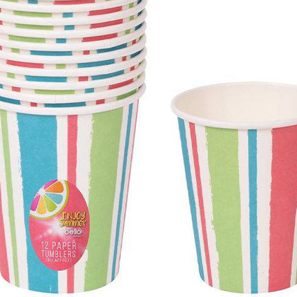 BELLO STRIPE LOLLY PAPER TUMBLERS 8OZ 12 PKT