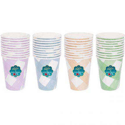 BELLO STRIPE PAPER TUMBLER 12 OZ 10 PK ASST COLOURS