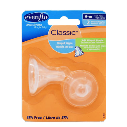 Evenflo Bottle Nipple 2pk fast flow 6+m