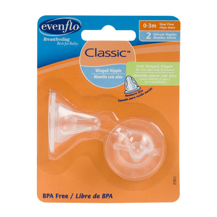 Evenflo Bottle Nipples slow flow 0-3m  2pk