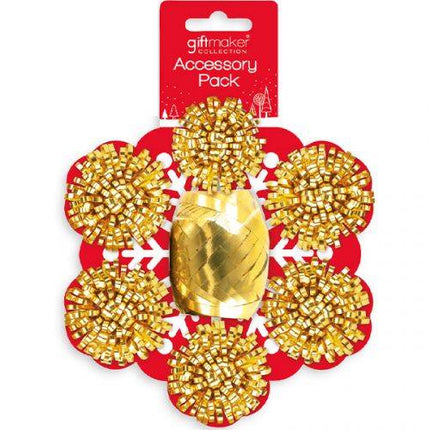 Giftmaker Christmas Gold Bows & COB Set 7pc