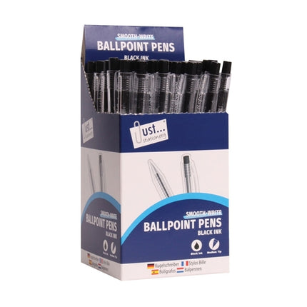 JUST STATIONERY SMOOTH WRITE BALLPOINT PENS BLACK 50