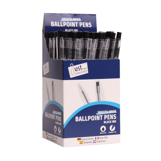 JUST STATIONERY SMOOTH WRITE BALLPOINT PENS BLACK 50