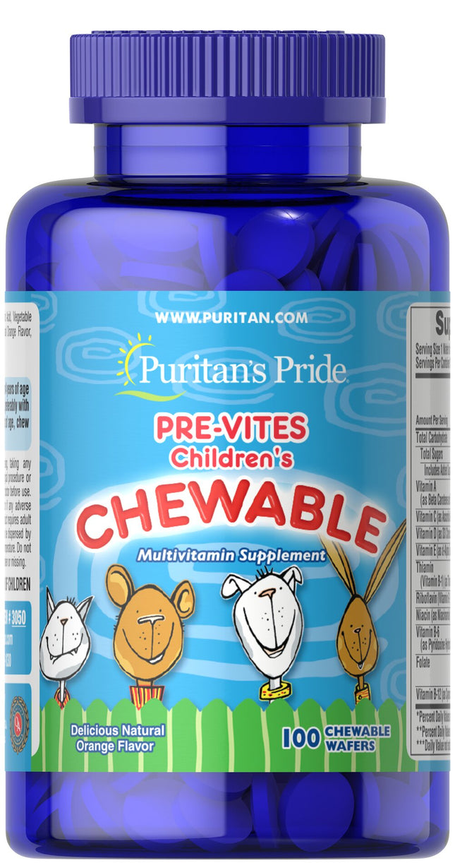 Puritan's Pride Pre-Vites Children's Multivitamins 100 Chewable wafers