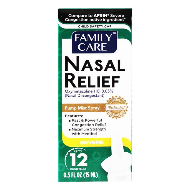 Family Care Nasal Relief Spray Severe 12hr Relief 0.5oz