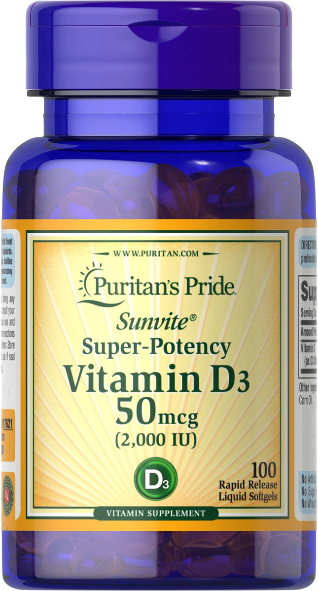Puritan's Pride Vitamin D3 50mcg 100 Tabs