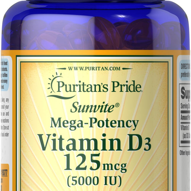 Puritan's Pride Vitamin D3 125mcg 5000 IU Softgels 100's