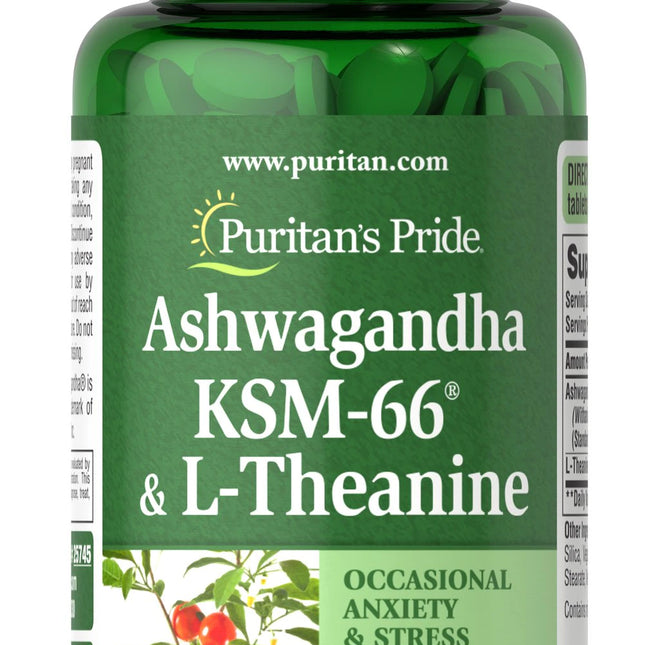 Puritan's Pride Ashwagandha KSM-66 & L-Theanine 60Tabs