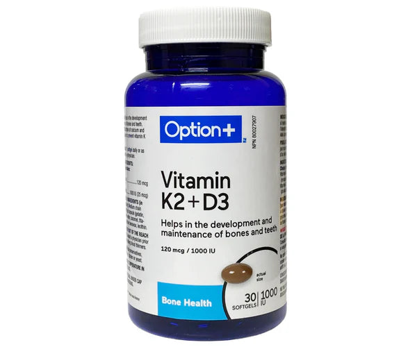 Option+ Vitamin K2 + D3 1000IU Softgels 30s