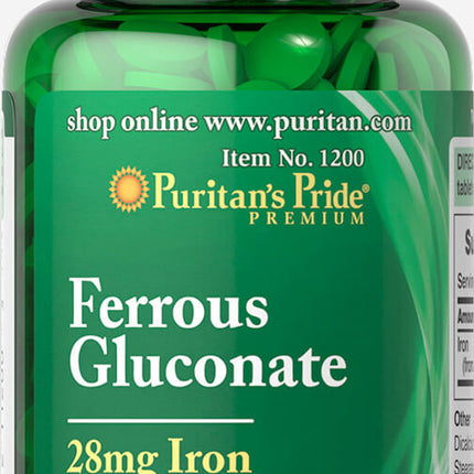 Puritan's Pride Ferrous Gluconate Tablets 28mg Iron