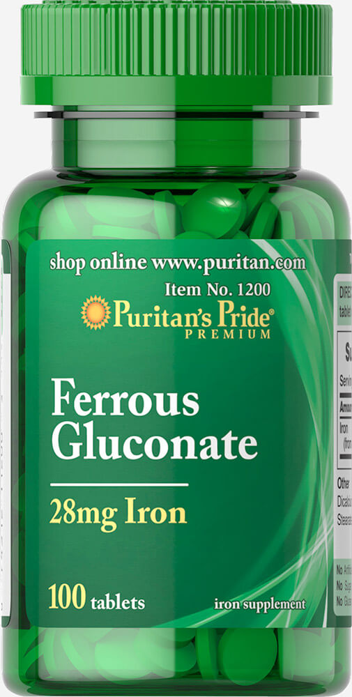 Puritan's Pride Ferrous Gluconate Tablets 28mg Iron