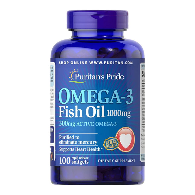 Puritan's Pride Omega-3 Fish Oil 1000mg Softgels 100's