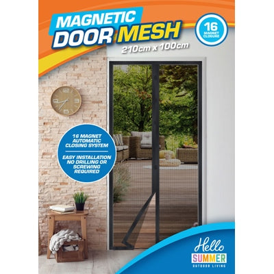 Hello Summer Magnetic Mesh Door Black