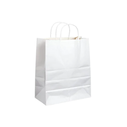 White Paper Bag with Handle 10"