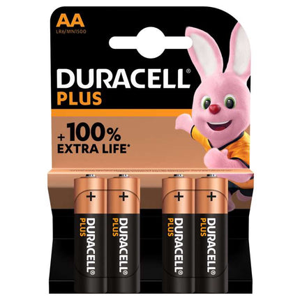 Duracell Plus 100% Extra Life LR6/MN1500 1.5V AA Batteries 4pk