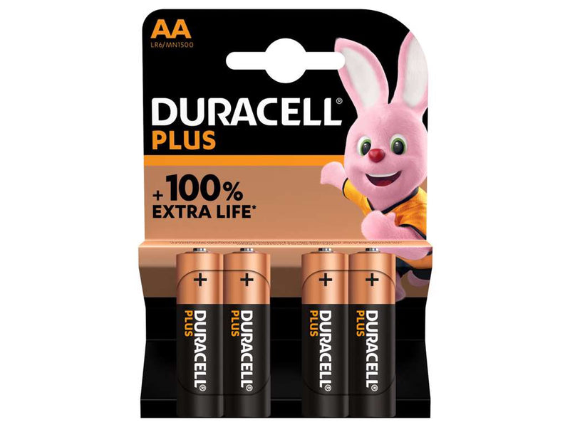 Duracell Plus 100% Extra Life LR6/MN1500 1.5V AA Batteries 4pk