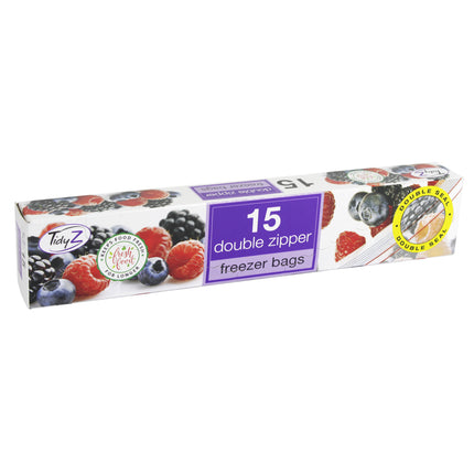 TidyZ Double Zipper Freezer Bags 15pk
