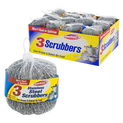 Powerhouse Stainless Steel Scouring Pads 3's