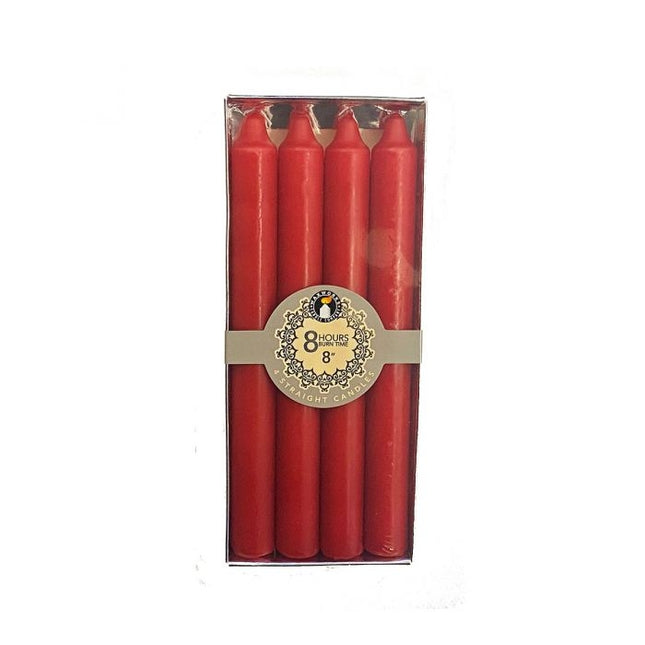 Wax Works 8" Straight Candles Red