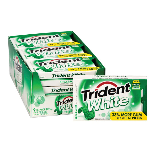 Trident White Spearmint Gum Dual Tear Pack 16's