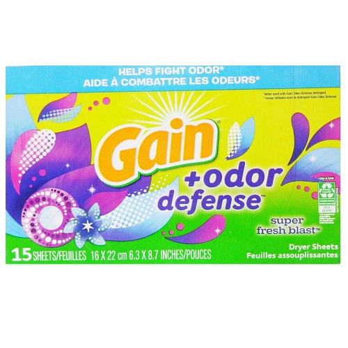 Gain Dryer Sheets + Odor Defense 15ct