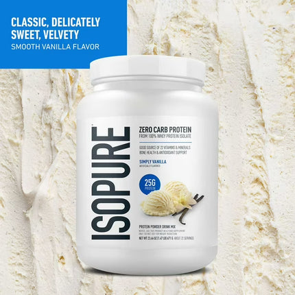 ISOPURE Zero Carb Whey Protein Powder Simply Vanilla 23.66oz