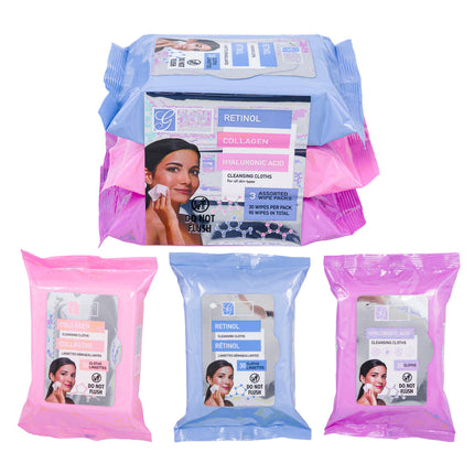 Makeup Remover Wipes Retinol/Collagen/Hyaluronic Acid 3pk