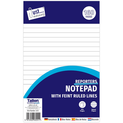 JUST STATIONERY REPORTERS NOTEPAD RULED LINES