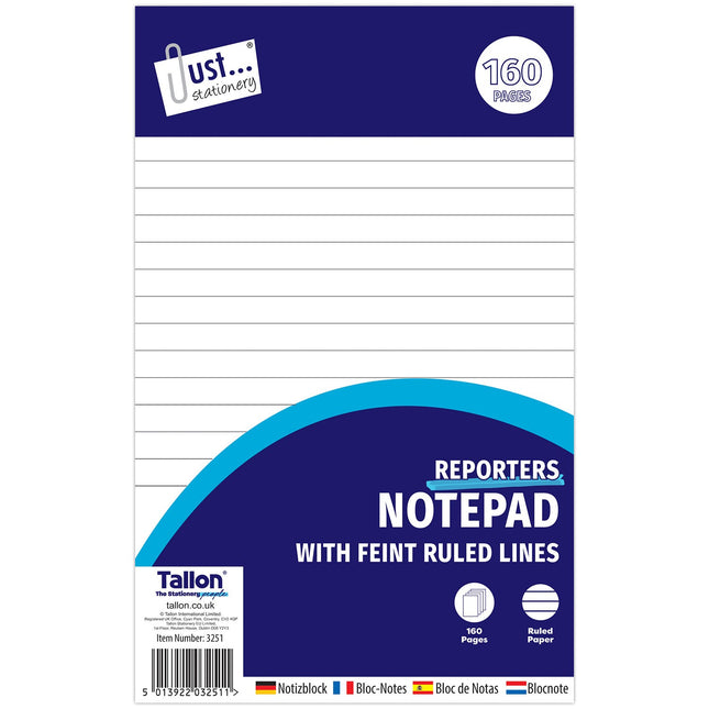 JUST STATIONERY REPORTERS NOTEPAD RULED LINES