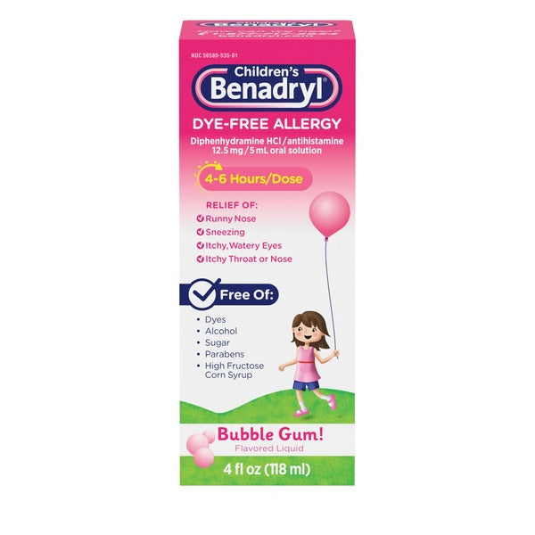 Benadryl Allergy Children Bubble Gum 4fl oz