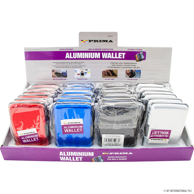 PRIMA ALUMINIUM CREDIT CARD WALLET ASSTD COLOURS