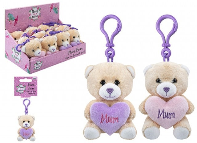 Mother's Day Bear Keyring Clip 4inch