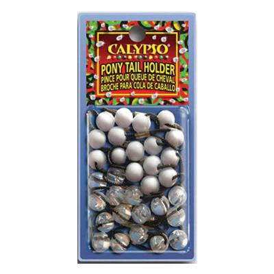 Calypso Ponytail Holders Large Clear/Pearl White