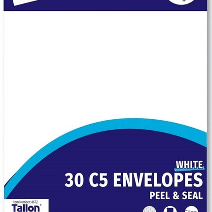 Just Stationery Envelopes C5 White Peel & Seal 30pk