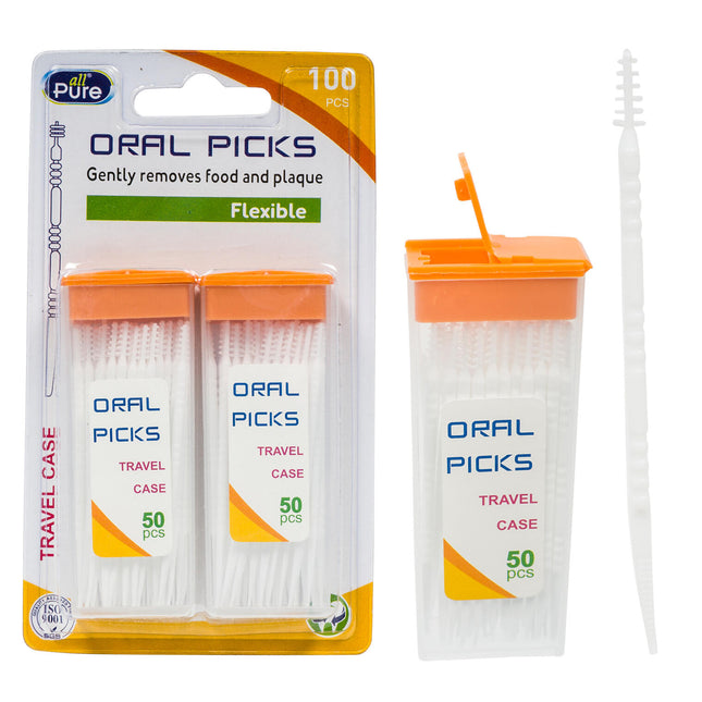 ORAL PICKS - ALL PURE 100PC 2 IN 1 FLOSS