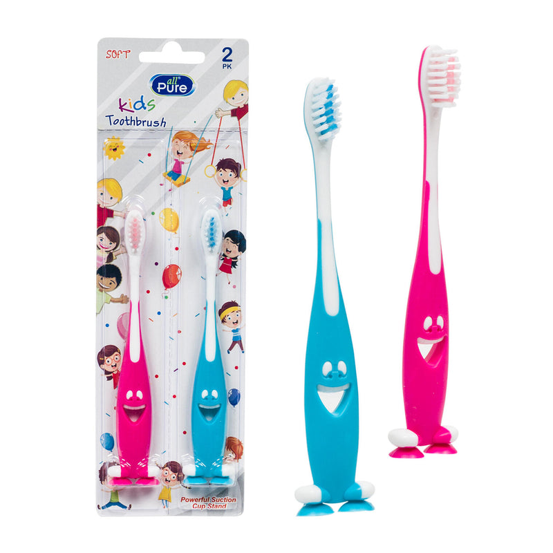 All Pure Kids Toothbrushes 2pk w/Base