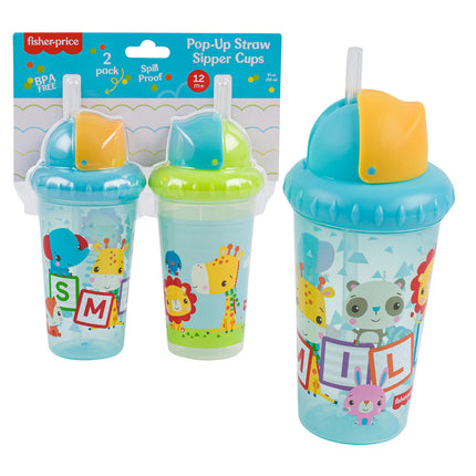 Fisher Price Sippy Straw Cup Smile 2pk 10oz