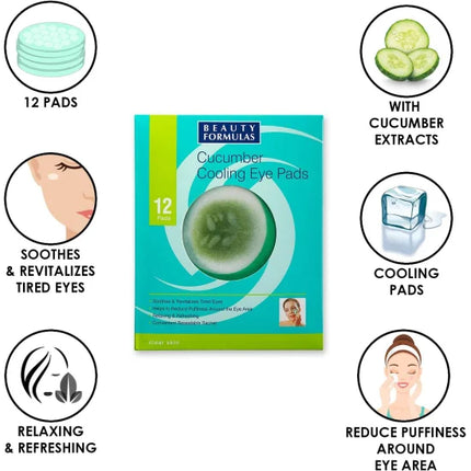 Beauty Formulas Cucumber Cooling Eye Pads 12's