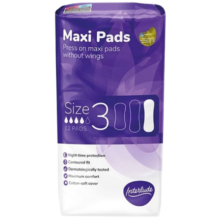 Interlude Maxi Pads Without Wings Size 3 12's