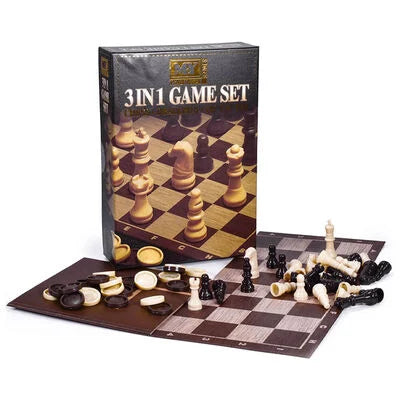 M.Y 3 In 1 Game Set Chess Draughts & Tic Tac Toe