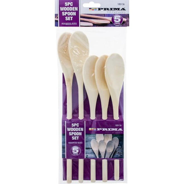 PRIMA WOODEN SPOON SET ASST SIZES 5 PCS