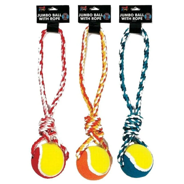 Pets Play Jumbo Ball with Rope Dog Toy
