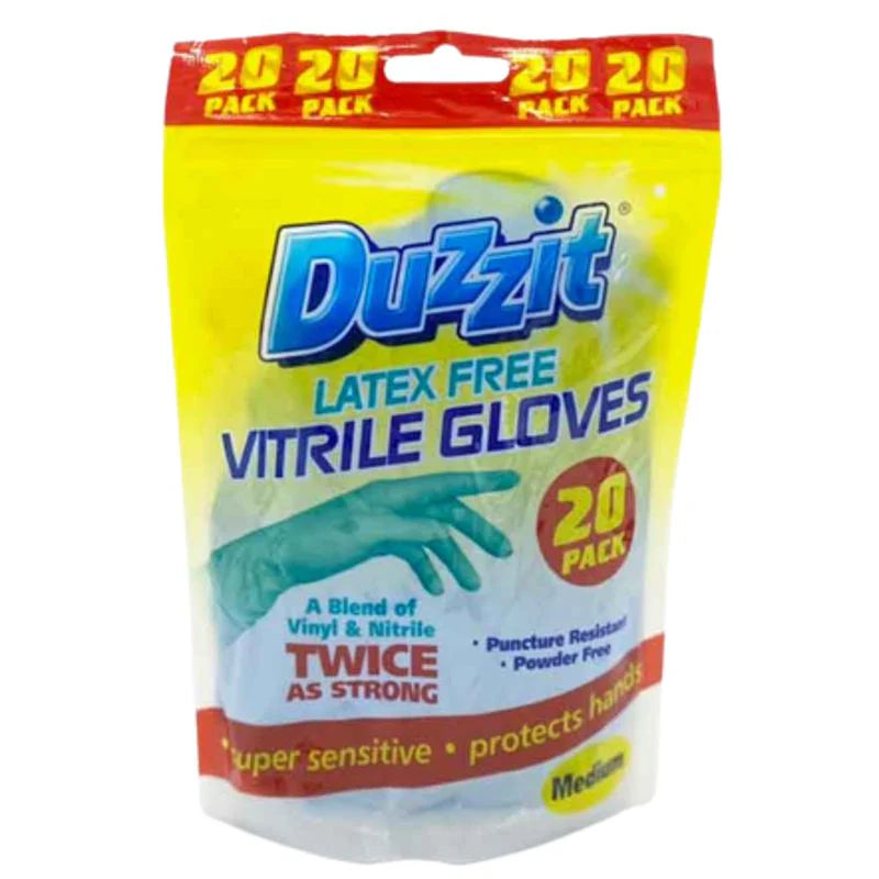 Duzzit Latex-Free Vitrile Gloves Medium 20pk