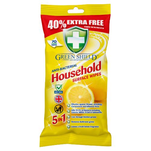 Green Shield Anti-Bacteria Household Wipes 70 Large