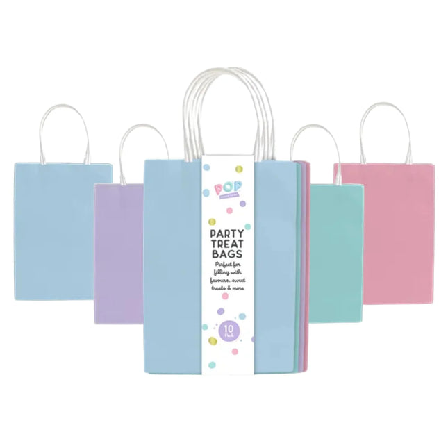 POP PASTEL PAPER PARTY TREAT BAGS 10'S