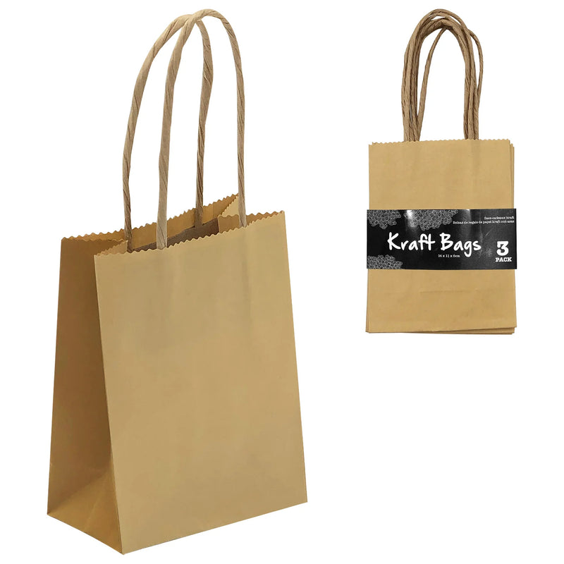 UBL Kraft Bags 14x11x6cm 3pk