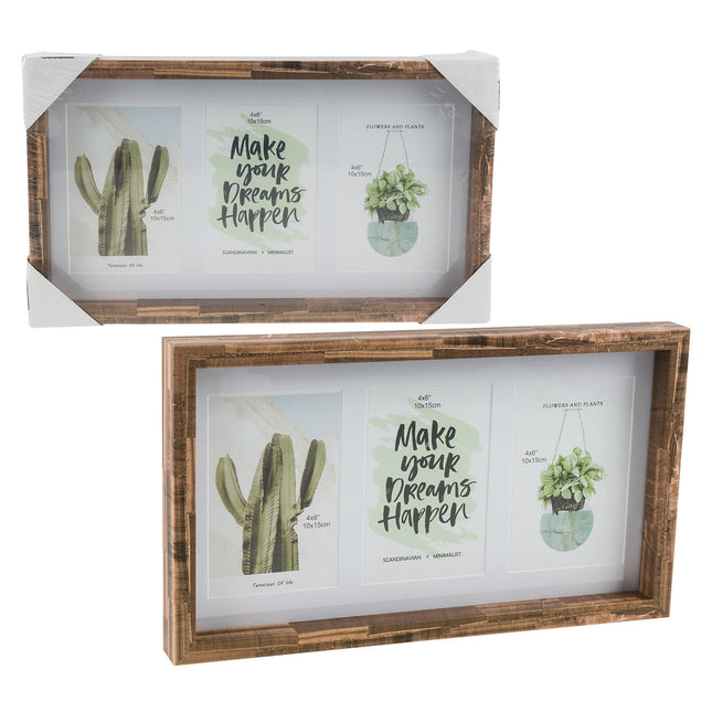 Photo Frame 3Slot 4x6  Wooden Frame