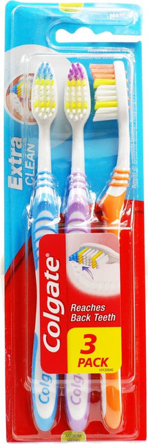 Colgate Extra Clean Toothbrushes Medium 3pk